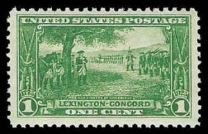 PCBstamps  US # 617 1c Lexington-Concord, perf 11, MNH, (13)