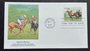 SPORT HORSES: POLO #2759 MAY 1 1993 LOUISVILLE KY FIRST DAY COVER BX3-1