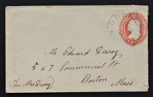 US #U1 Stamped Envelope Used  Size 2