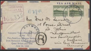 1939 PanAm Flight Registered Botwood Newfoundland to Southampton #3921h