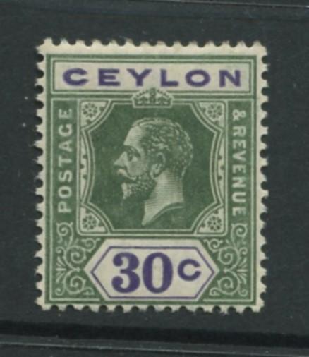 Ceylon -Scott 208 - KGV -Definitive- 1912- MVLH - Single 30c Stamp