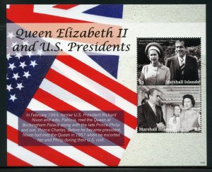 MARSHALL ISLANDS QUEEN ELIZABETH II & US PRESIDENTS RICHARD NIXON SHEET  NH