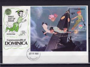 Dominica 1980 Sc# 688 Peter Pan Disney S/S Official F.D.C.