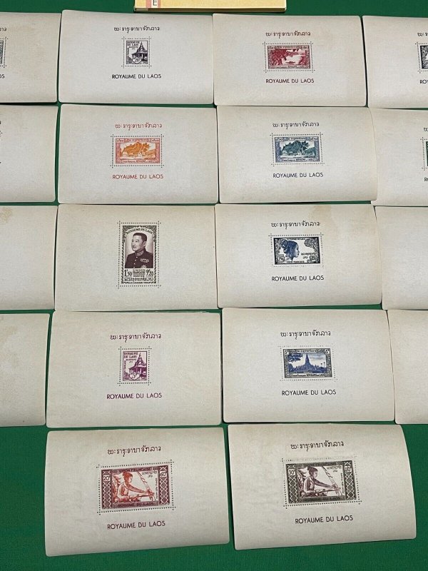 1952 Laos Postage, Air Mail Stamp Booklet Souvenir Sheet Set #1-17, C2-C4, J1-J6