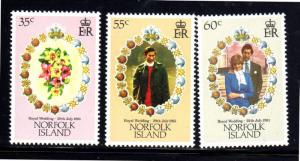 NORFOLK ISLAND #280-282  1981  ROYAL  WEDDING  MINT  VF NH  O.G