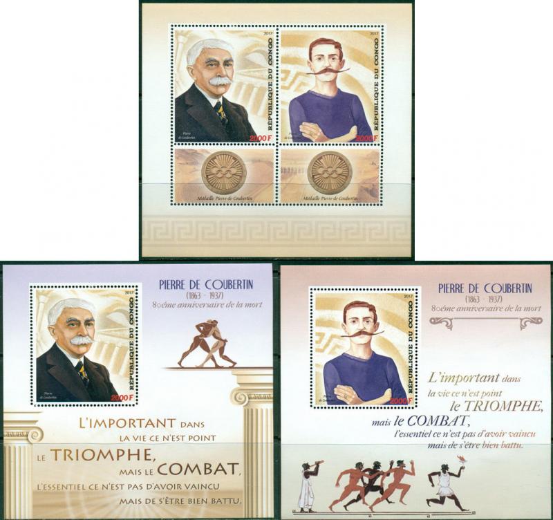 Pierre de Coubertin Olympic Games Olympics Congo MNH stamp set