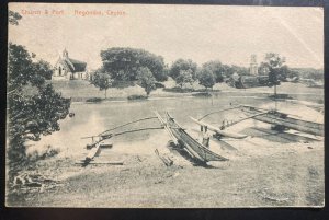 1906 Colombo Ceylon RPPC Postcard Cover to New York Usa Church & Port