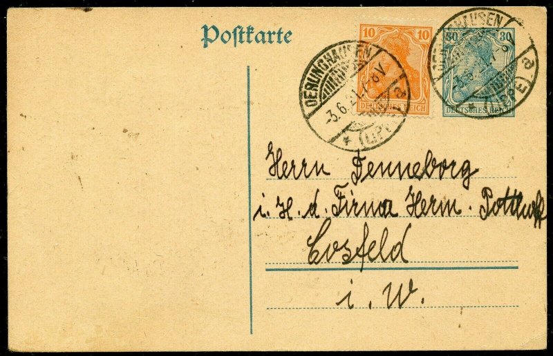 GERMANY INFLATION PERIOD POSTCARD OERUNGHASEN 3.6.21