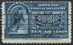 USA #E4 Fine, line cancel, pretty color!