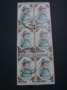 ​MEXICO STAMP-1981 SC#1252-MEXICO CHRISTMAS STAMP USE BLOCK OF 6-EST.-$3  VF