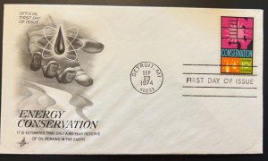 ENERGY CONSERVATION SEP 23 1974 DETROIT MI FIRST DAY COVER (FDC) BX2