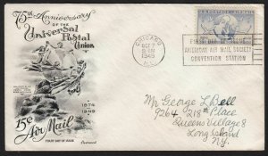 1949 airmail Sc C43 15c FDC Fleetwood cachet