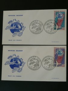 admission to UPU Universal Postal Union x2 FDC Madagascar 97130