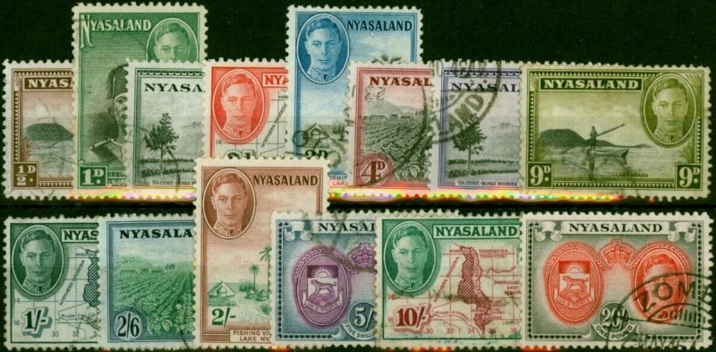 Nyasaland 1945 Set of 14 SG144-157 Good Used