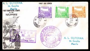 1942 FIRST SEMI POSTAL STAMPS OF OCCUPIED PHILIPPINES NB1-NB3 FDC (ESP#0162)