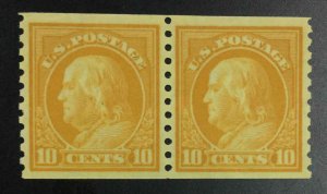 MOMEN: US STAMPS #497 COIL PAIR MINT OG NH XF-SUP LOT #72811*