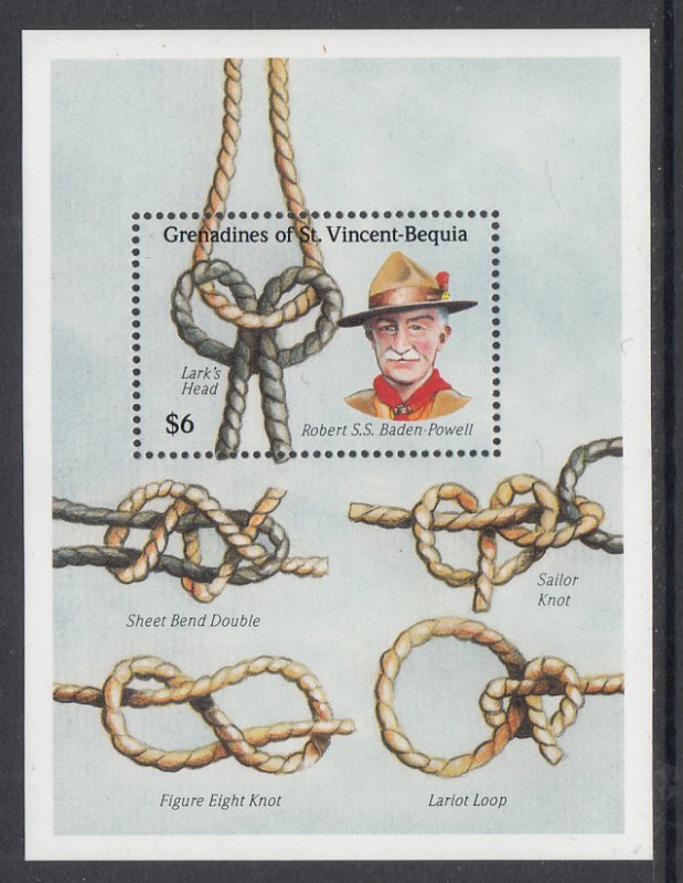 St Vincent Grenadines Bequia 300 Boy Scouts Souvenir Sheet MNH VF