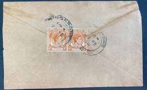 1941 Singapore Malaya Commercial Back Franking cover To Kluang