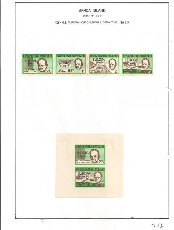 SCOTLAND - SANDA - 1968 - Europa o/p Churchill -  Perf 4v Strip,Souv Sheet - MLH