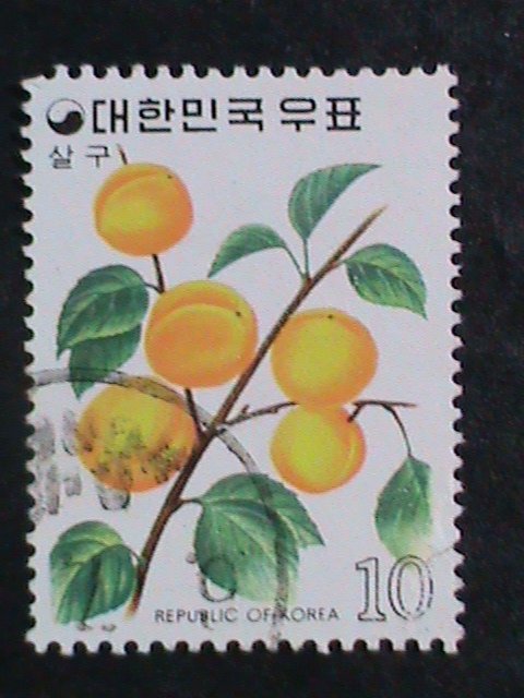 ​KOREA-1974 SC#893  COLORFUL BEAUTIFUL LOVELY APRICOTS  USED STAMP-VERY FINE