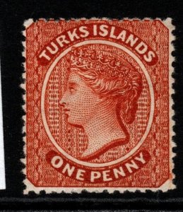 TURKS ISLANDS SG49 1881 1d BROWN-RED MTD MINT