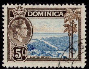 DOMINICA GVI SG108, 5s light blue & sepia, FINE USED. Cat £13.