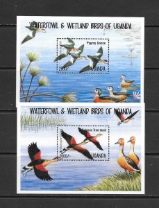 BIRDS - UGANDA #1299-1300  DUCKS & GEESE  MNH