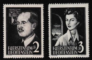 Liechtenstein 1955 Scott 287-88 Zum 276-7 2F Prince Franz & 3F Princess Georgina