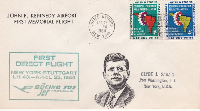 United Nations # 93-94 First Flight Cover from JFK Airport.