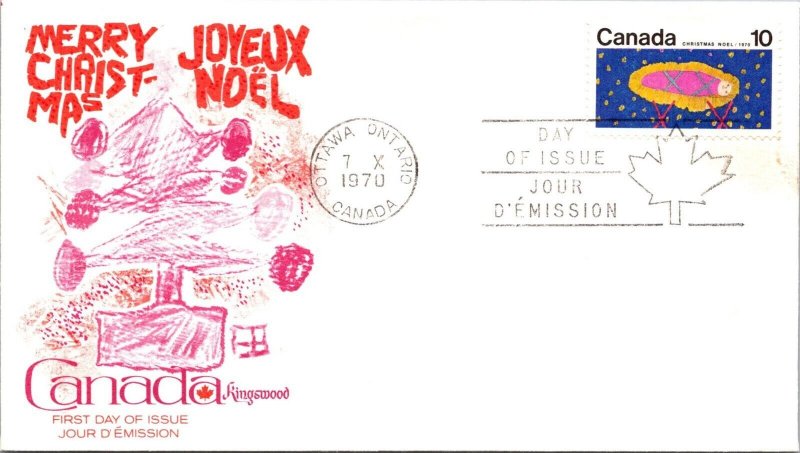 Canada 1970 FDC - Joyeux Noel - Ottawa, Ont - 10c Stamp - J9025