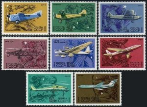 Russia 3673-3680, MNH. History of Aeronautics-Aviation, 1969.