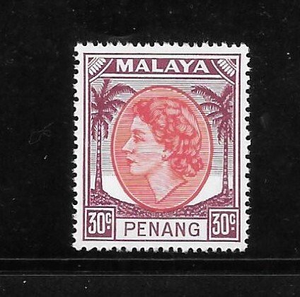 Malaya Penang 1954-55 QE Sc 39 MNH A754