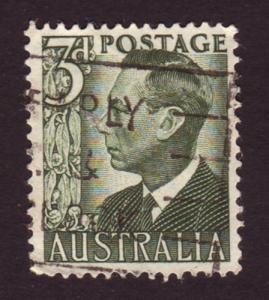 Australia 1951 Sc#233, SG#237d 3d Green KGVI, Kings, Royalty USED