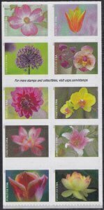 U.S.#5567a (5558-5567)  Garden Beauty 55c FE Booklet Block of 10, MNH.