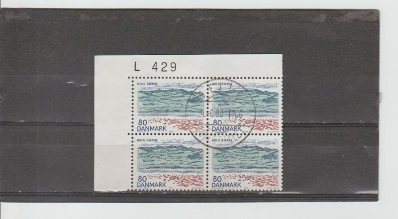 Denmark  Scott#  655  Used Plate Block of 4  (1979 Landscape)