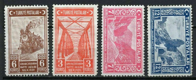 TURKEY/1939 - ANKARA-ERZURUM RAILROAD SET, MNH, Mi:#1059/1062, SC# 829/832