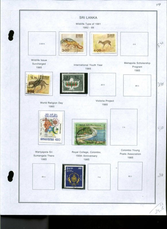Collection, Sri Lanka Part B Computer Pages, 1984/1996, Cat $74, Mint & Used