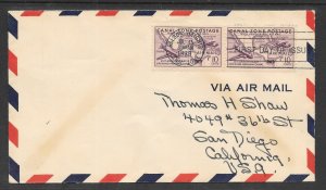 CANAL ZONE # C16 pair 10c FDC 7-15-1939 2018 SCV = $8.00