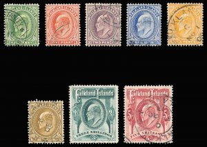 Falkland Islands 1904 KEVII set complete very fine used. SG 43-50. Sc 22-29.