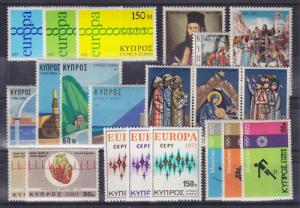 Cyprus Sc 365-385 MNH. 1971-72 issues, 7 complete sets, fresh, bright, VF