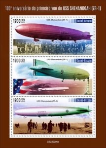 Guinea-Bissau - 2023 USS Shenandoah First Flight - 3 Stamp Sheet - GB230206a