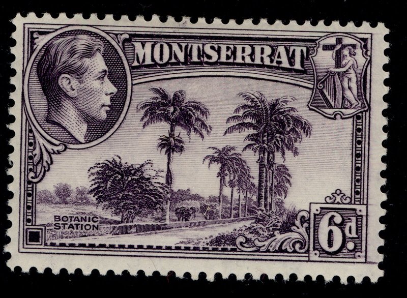 MONTSERRAT GVI SG107, 6d violet, M MINT. Cat £25. PERF 13