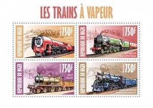 Niger - 2013 - Steam Trains - 4 Stamp  Sheet 14A-236