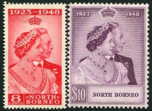 NORTH BORNEO-1948 Royal Silver Wedding Set Sg 350-351 LIGHTLY MOUNTED MINT 