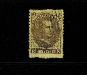 Sarawak 1869 3c brown on yellow, SG 1, Scott 1