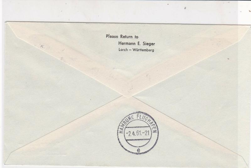 Turkey 1961 1st Flight Ankara-Hamburg Lufthansa Slogan Stamps Cover Ref 25908