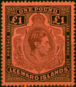 Leeward Islands 1945 £1 Brown-Purple & Black-Salmon SG114b Good MM