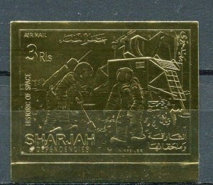 Gold foil Imperf stamp Sharjah Space MNH 4981