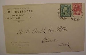 CANADA US MIXED 1919 STURGEON FALLS, ONTARIO FOLDED AWAY FROM STAMPS