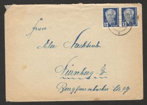 GERMANY - DDR - COVER WITH TWO STAMPS, 12 Pf - 1952.